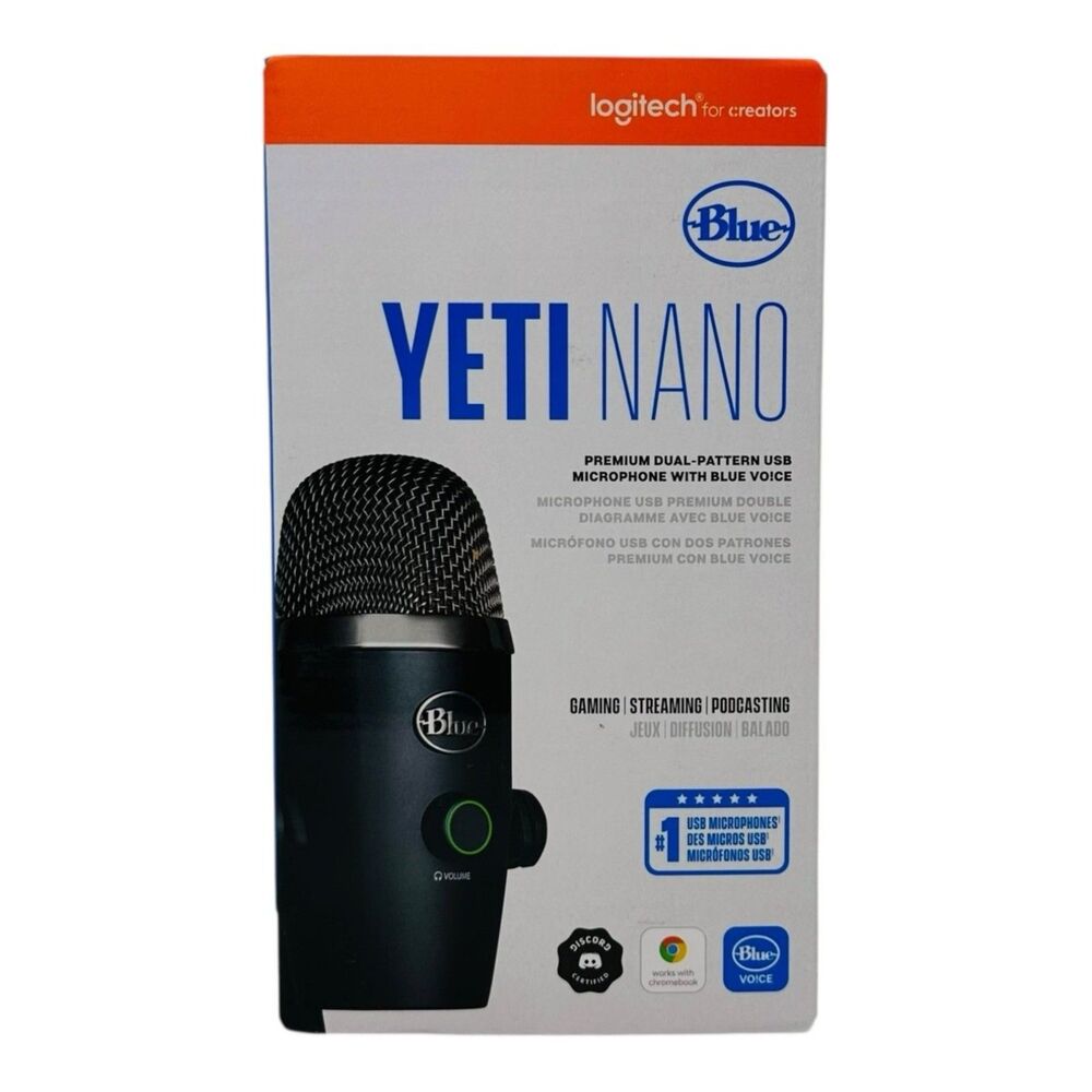 Yeti Nano Logitech Dual-Pattern USB Microphone with Blue Vo!ce 988-000400-Sealed